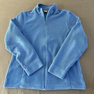 LL Bean Womens Medium Regular Full zip fleece jacket sky blue